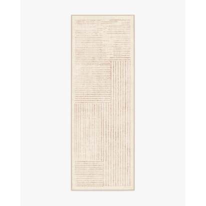 Linear Oasis Neutral Flatwoven Rug - 75 x 215 cm - Rug + Pad System