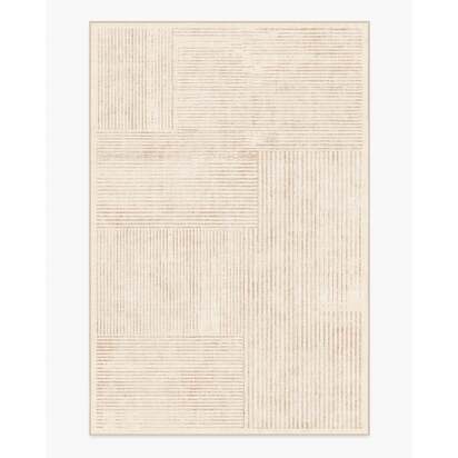 Linear Oasis Neutral Flatwoven Rug - 185 x 275 cm - Rug + Cushioned Pad System