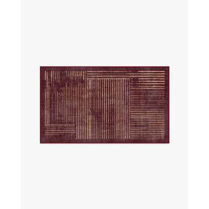 Linear Oasis Rust Red Flatwoven Rug - 75 x 215 cm - Rug + Cushioned Pad System