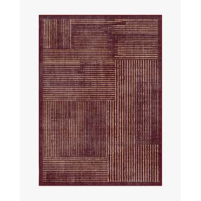 Linear Oasis Rust Red Flatwoven Rug - 150 x 215 cm - Rug + Cushioned Pad System