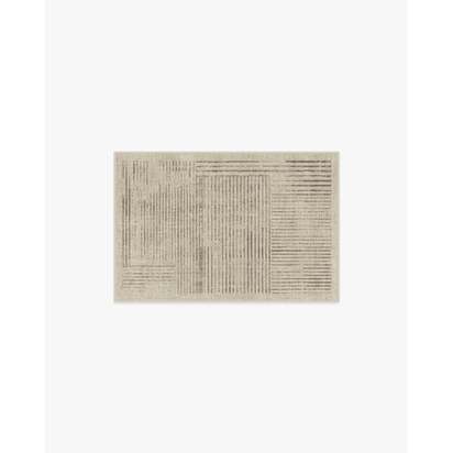 Linear Oasis Stone Grey Flatwoven Rug - 60 x 90 cm - Rug + Cushioned Pad System