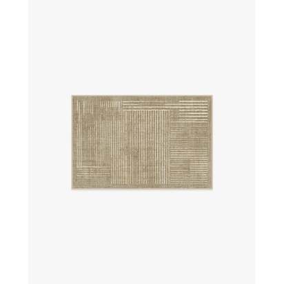 Linear Oasis Warm Taupe Flatwoven Rug - 60 x 90 cm - Rug + Pad System