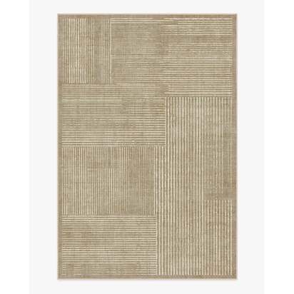 Linear Oasis Warm Taupe Flatwoven Rug - 200 x 290 cm - Rug + Pad System
