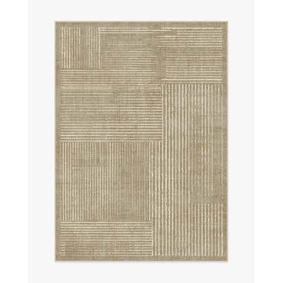 Linear Oasis Warm Taupe Flatwoven Rug - 150 x 215 cm - Rug + Cushioned Pad System