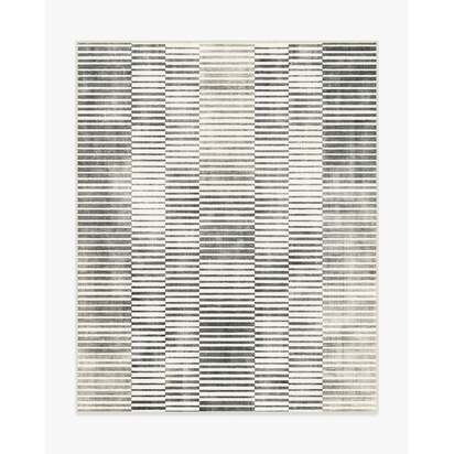 Shadow Stripe Black & Cream Flatwoven Rug - 245 x 305 cm - Rug + Pad System