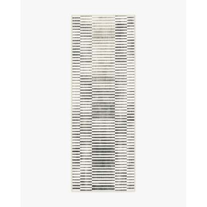 Shadow Stripe Black & Cream Rug - 75 x 215 cm - All-In-One Rug