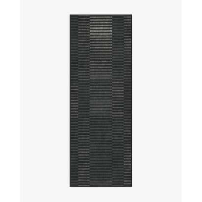 Shadow Stripe Charcoal Flatwoven Rug - 75 x 215 cm - Rug + Cushioned Pad System