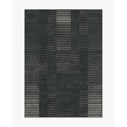 Shadow Stripe Charcoal Flatwoven Rug - 150 x 215 cm - Rug + Cushioned Pad System