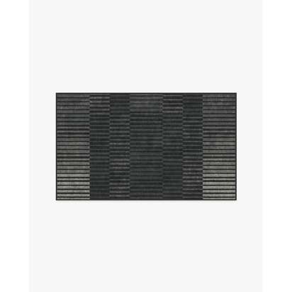 Shadow Stripe Charcoal Flatwoven Rug - 185 x 275 cm - Rug + Cushioned Pad System