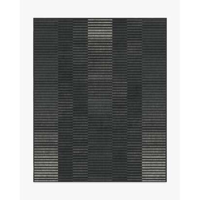 Shadow Stripe Charcoal Flatwoven Rug - 245 x 305 cm - Rug + Cushioned Pad System