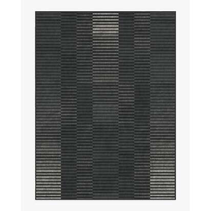 Shadow Stripe Charcoal Flatwoven Rug - 275 x 365 cm - Rug + Cushioned Pad System