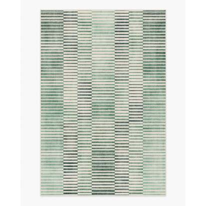 Shadow Stripe Green Flatwoven Rug - 200 x 290 cm - Rug + Pad System