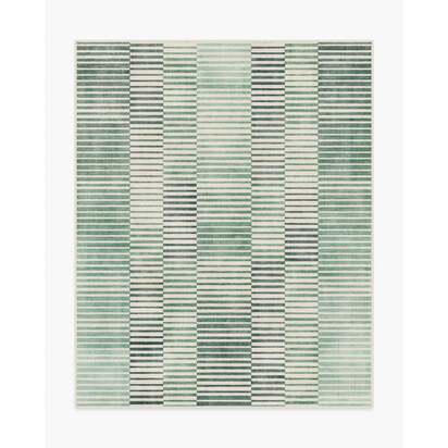 Shadow Stripe Green Flatwoven Rug - 245 x 305 cm - Rug + Pad System