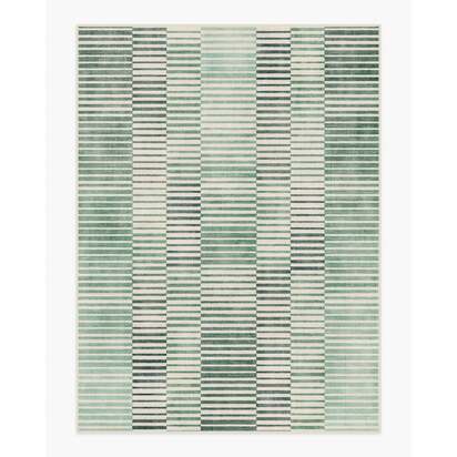 Shadow Stripe Green Flatwoven Rug - 275 x 365 cm - Rug + Pad System