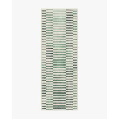 Shadow Stripe Green Flatwoven Rug - 75 x 215 cm - Rug + Cushioned Pad System