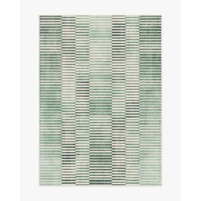Shadow Stripe Green Flatwoven Rug - 150 x 215 cm - Rug + Cushioned Pad System