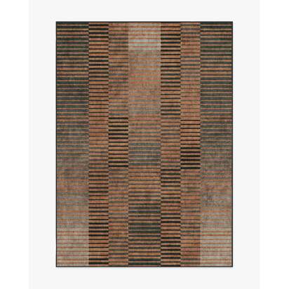Shadow Stripe Rust Flatwoven Rug - 150 x 215 cm - Rug + Pad System