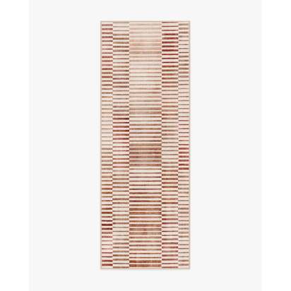 Shadow Stripe Terracotta Flatwoven Rug - 75 x 215 cm - Rug + Pad System