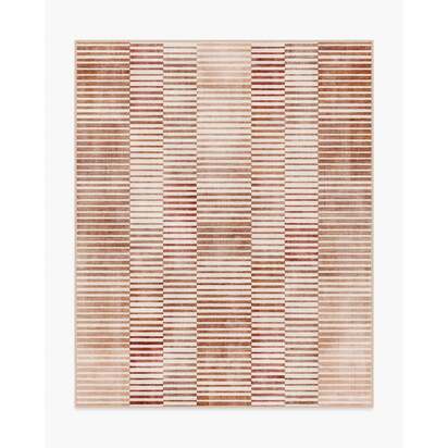 Shadow Stripe Terracotta Flatwoven Rug - 245 x 305 cm - Rug + Pad System