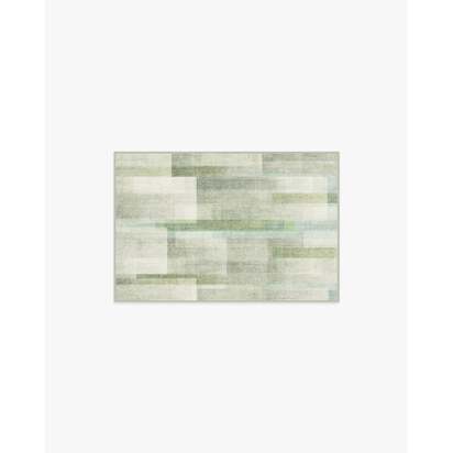Solar Drift Silver Green Flatwoven Rug - 60 x 90 cm - Rug + Pad System