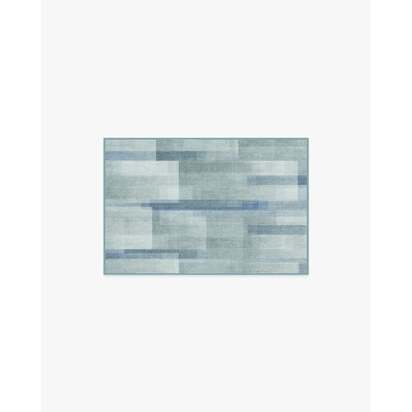 Solar Drift Silver Blue Flatwoven Rug - 60 x 90 cm - Rug + Pad System