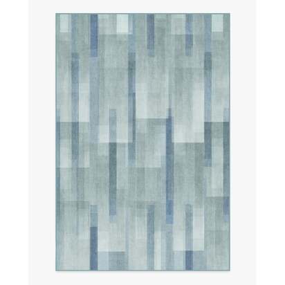 Solar Drift Silver Blue Flatwoven Rug - 185 x 275 cm - Rug + Pad System