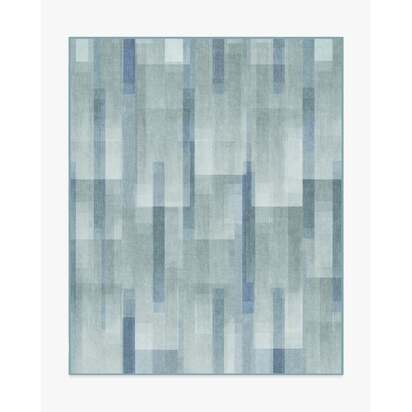 Solar Drift Silver Blue Flatwoven Rug - 245 x 305 cm - Rug + Cushioned Pad System