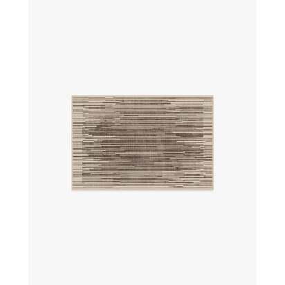 Striated Border Brown Flatwoven Rug - 75 x 215 cm - Rug + Pad System