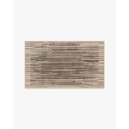 Striated Border Brown Flatwoven Rug - 90 x 150 cm - Rug + Pad System