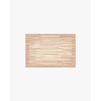 Striated Border Neutral Flatwoven Rug - 60 x 90 cm - Rug + Pad System