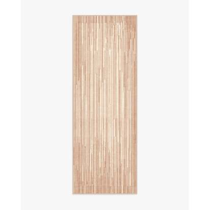 Striated Border Neutral Flatwoven Rug - 75 x 215 cm - Rug + Pad System