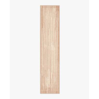 Striated Border Neutral Flatwoven Rug - 75 x 365 cm - Rug + Pad System