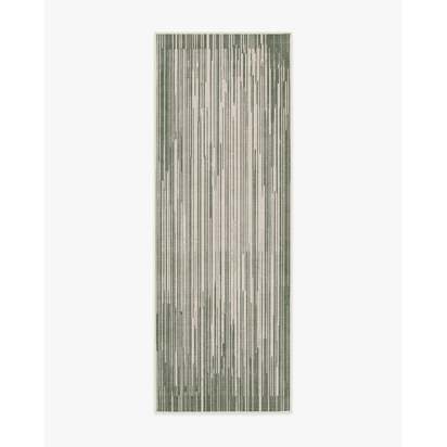 Striated Border Olive Green Rug - 75 x 215 cm - All-In-One Rug