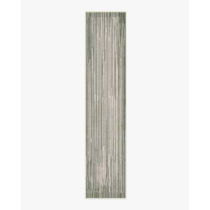 Striated Border Olive Green Rug - 75 x 365 cm - All-In-One Rug