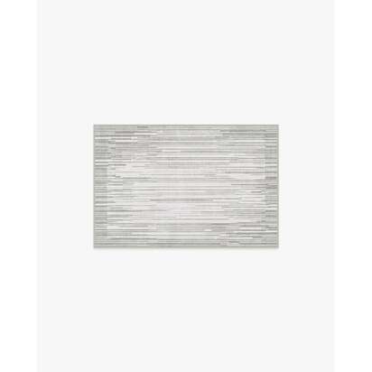 Striated Border Soft Grey Flatwoven Rug - 75 x 215 cm - Rug + Pad System