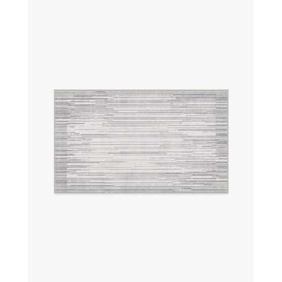 Striated Border Soft Grey Flatwoven Rug - 90 x 150 cm - Rug + Pad System