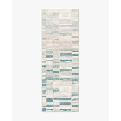 Zellige Blue Flatwoven Rug - 75 x 215 cm - Rug + Pad System