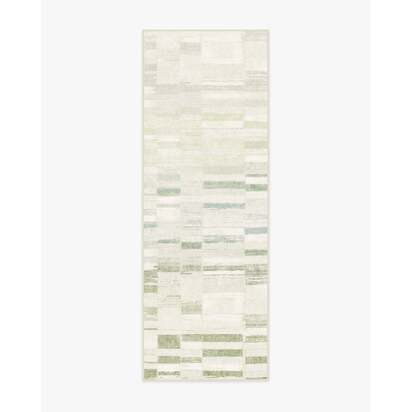 Zellige Green Flatwoven Rug - 75 x 215 cm - Rug + Cushioned Pad System