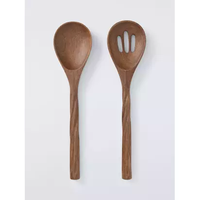 John Lewis Rustic Mango Wood Salad Servers, Natural Natural Natural | 30.5x7.50x2.50