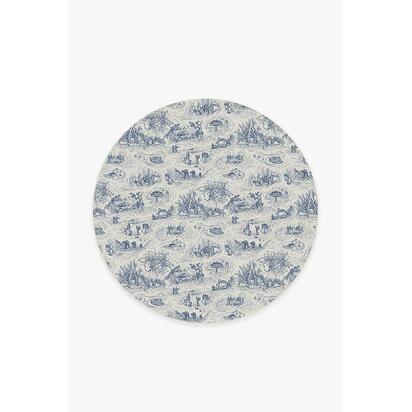 Star Wars Toile Blue Flatwoven Rug - 185 Round cm - Rug + Cushioned Pad System