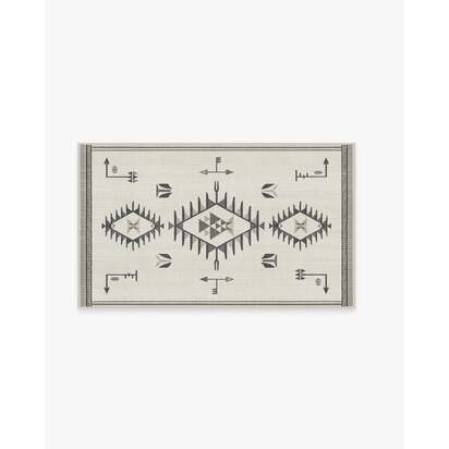 The Child Black & Cream Flatwoven Rug - 90 x 150 cm - Rug + Pad System