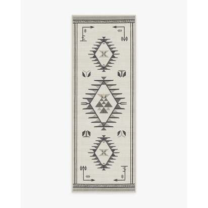 The Child Black & Cream Flatwoven Rug - 75 x 215 cm - Rug + Cushioned Pad System