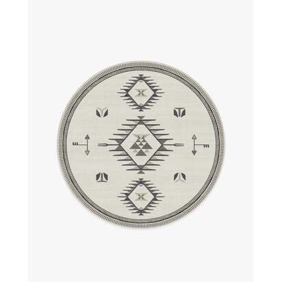 The Child Black & Cream Flatwoven Rug - 185 Round cm - Rug + Cushioned Pad System