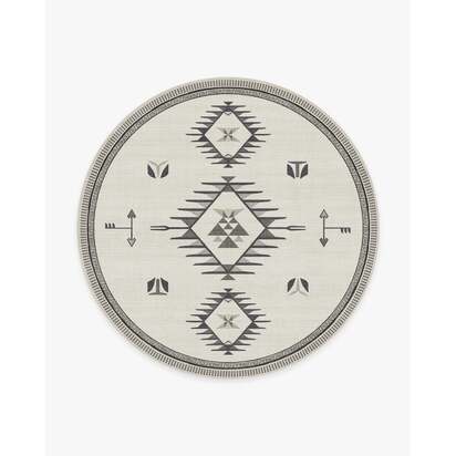 The Child Black & Cream Flatwoven Rug - 245 Round cm - Rug + Cushioned Pad System