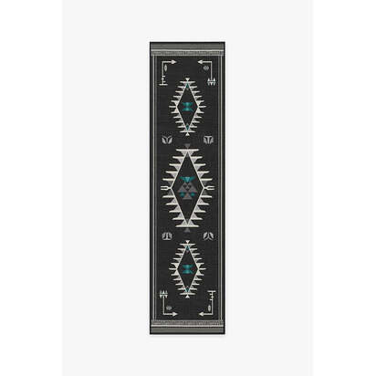 The Child Charcoal Flatwoven Rug - 75 x 305 cm - Rug + Pad System