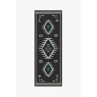 The Child Charcoal Flatwoven Rug - 75 x 215 cm - Rug + Cushioned Pad System