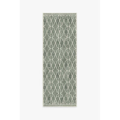 Grogu™ Trellis Sage Green Flatwoven Rug - 75 x 215 cm - Rug + Pad System