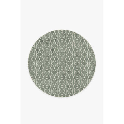 Grogu™ Trellis Sage Green Flatwoven Rug - 185 Round cm - Rug + Pad System