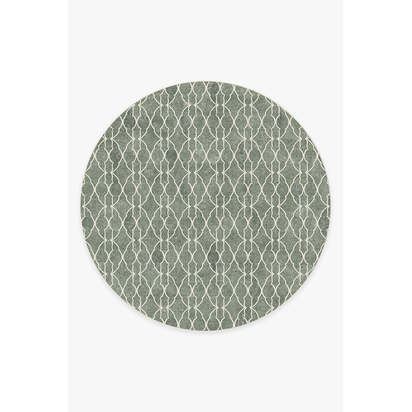 Grogu™ Trellis Sage Green Flatwoven Rug - 245 Round cm - Rug + Pad System