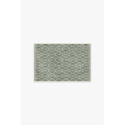 Grogu™ Trellis Sage Green Flatwoven Rug - 60 x 90 cm - Rug + Cushioned Pad System